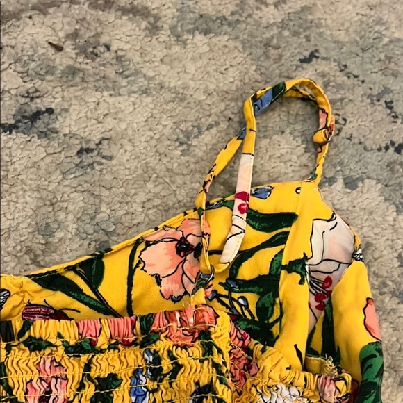 Hollister Yellow with Pink Floral Midi Sundress with Keyhole Cut - Picture 9 of 13